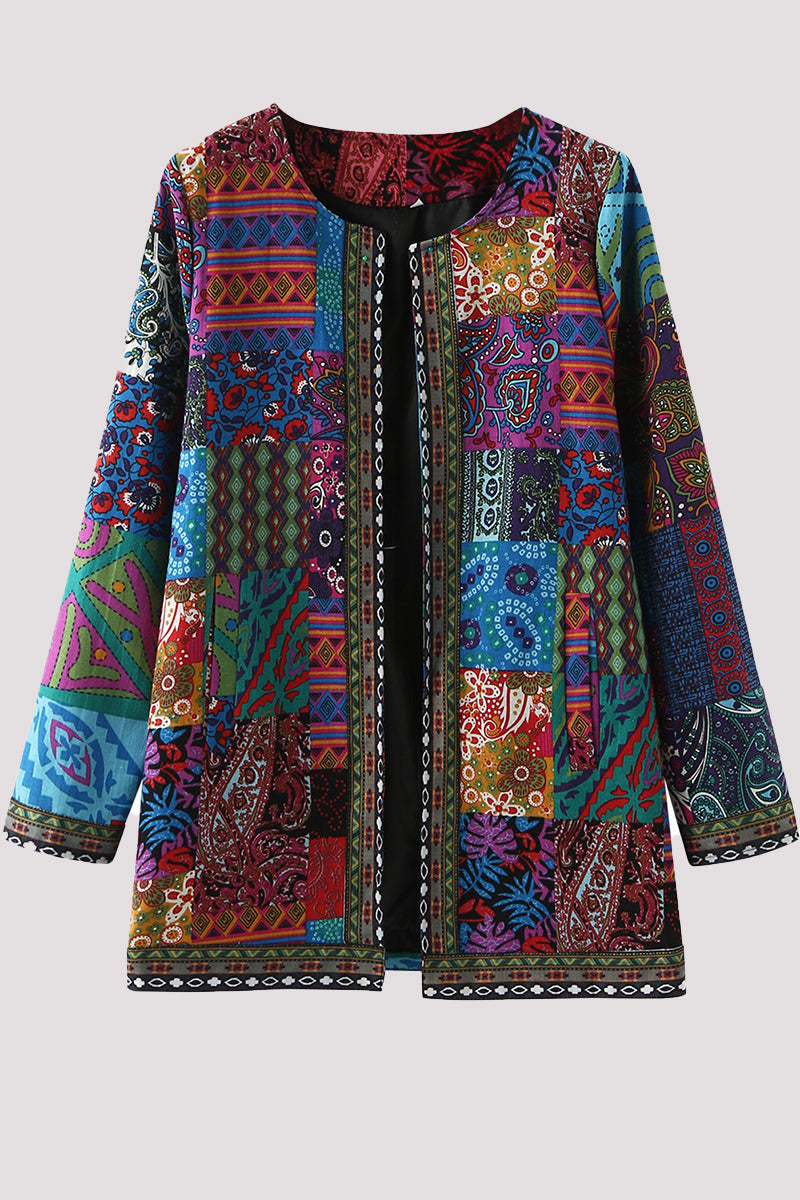 Print Printing O Neck Outerwear(3 Colors)