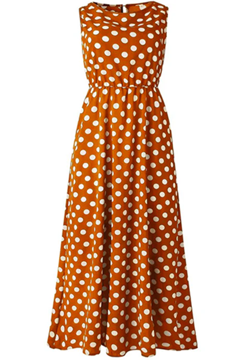 Polka Dot Round Neck Dress（5 colors）