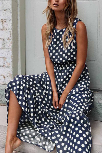 Polka Dot Round Neck Dress（5 colors）