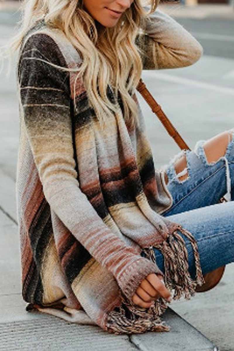 Casual Knitting Tassel Long Sleeve Cardigan