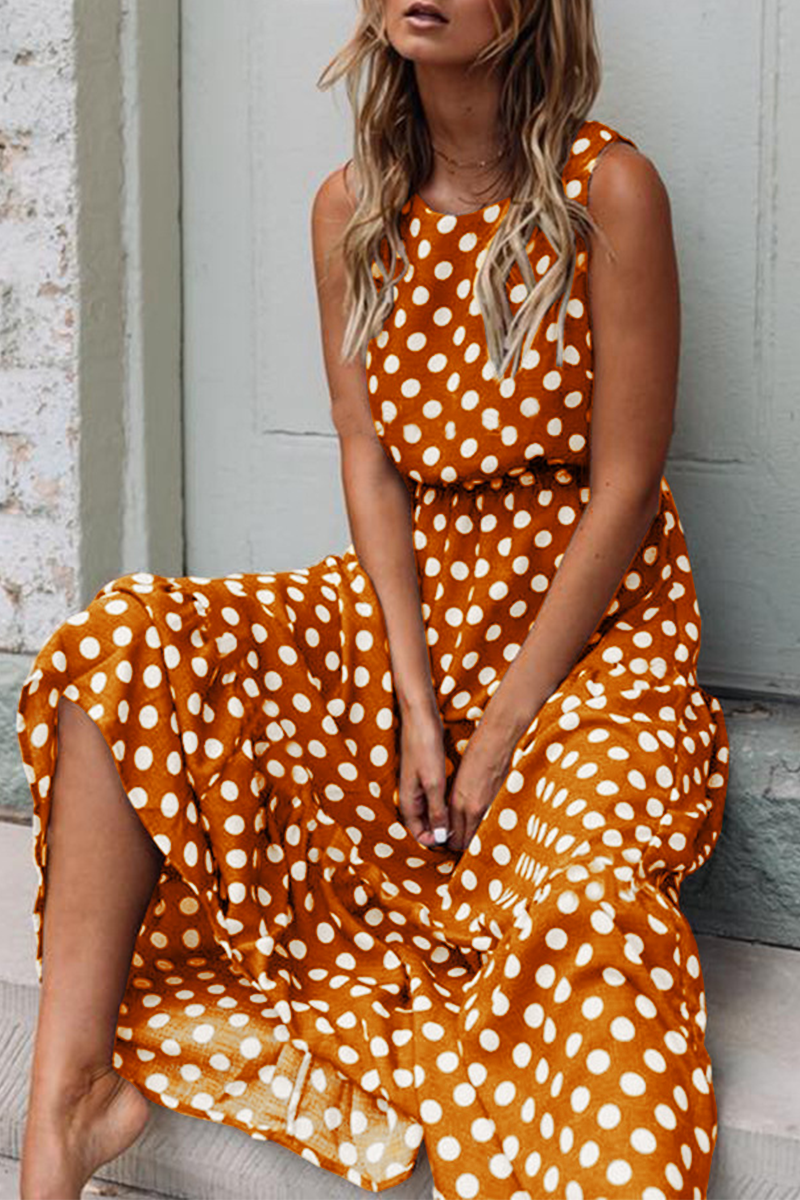 Polka Dot Round Neck Dress（5 colors）